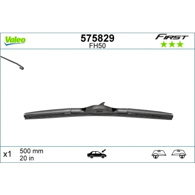 Abbildung von Scheibenwischer Valeo First Hybrid 575829 500mm Hybridwischblatt Hakenbefestigung TOYOTA: Land Cruiser Prado 150, GT86 Coupe, MAZDA: 6 Sport