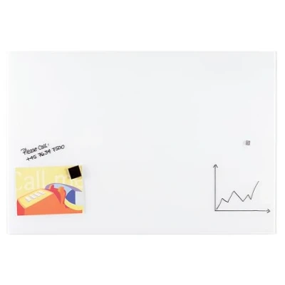 Abbildung von FRANKEN Whiteboard aus Glas, magnetisch und beschreibbar, Design Schreibtafel ohne Rahmen, Magnettafel zur Wandmontage, inkl. Magnete, Weiß, 60 x 45 cm, GTL456009