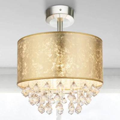 Abbildung von Globo Deckenleuchte, Leuchtmittel nicht inklusive, Deckenlampe Deckenleuchte Kronleuchter Kristalllampe Blattgold Textil