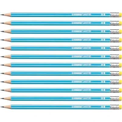 Abbildung von Bleistift mit Radierer STABILO pencil 160 in blau 12er Pack Härtegrad HB