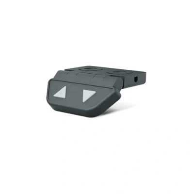 Abbildung von Linak Desk Panel DPAK06 Ergonomische Steuerung für höhenverstellbare Schreibtische Anthrazitgraues Bedienelement mit Auf/Ab Tasten Einfache Montage Langlebig und kompatibel Hubsystemen