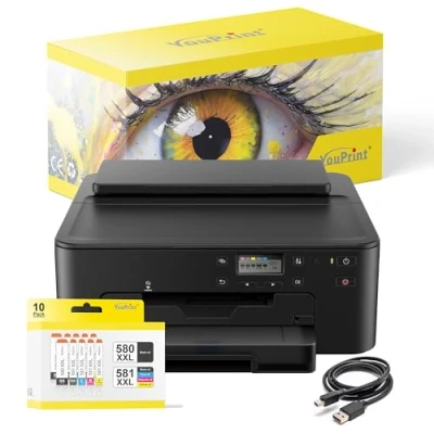 Abbildung von YouPrint Bundle TS705a Drucker (OHNE Kopier und Scanfunktion) mit 10 kompatiblen Druckerpatronen passend für Canon 580 581 XXL