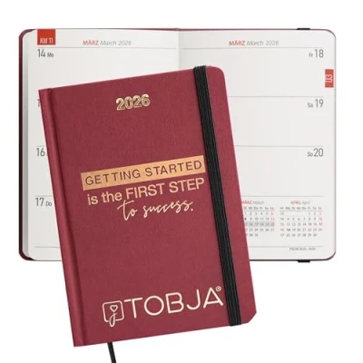 Abbildung von TOBJA Taschenkalender 2025 a6 rot, Hardcover, klein, Kalender