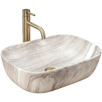 Abbildung von wohnwerk.idee Aufsatzwaschbecken Waschbecken Marmor Naturstein Belinda Ash 46x33 cm