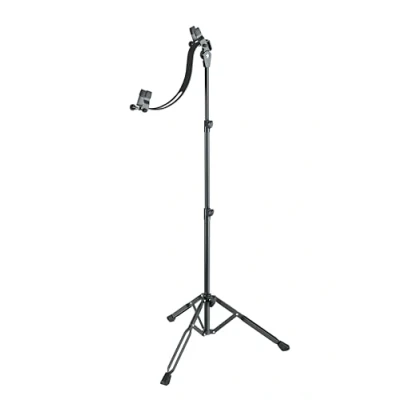 Abbildung von K&amp;M 14760 E Gitarren Spielständer Schwarz Für Korpusstärken von 3,9 6 cm einfach einstellbar Filz Überzug