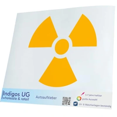 Abbildung von INDIGOS UG Aufkleber Autoaufkleber JDM Die Cut Auto 200x183 mm Radioaktiv gelb Heckscheibe Heckscheibenaufkleber Sticker Tuning