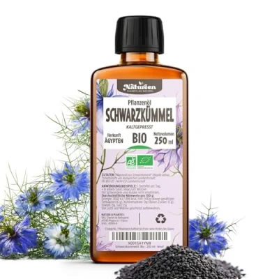 Abbildung von Bio Schwarzkümmelöl 250 ml 100% Bio, Rein, Natürlich &amp; Kaltgepresst