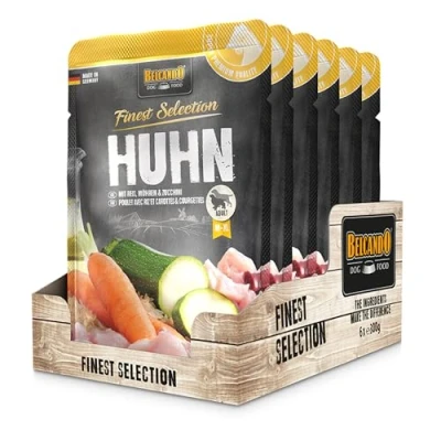 Abbildung von Belcando Finest Selection Adult Huhn mit Reis, Zucchini und Möhren Doppelpack 2 x 6 300 g Feuchtnahrung für Sensible oder wählerische Hunde Praktischen Einzelportionen