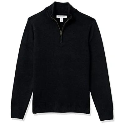 Abbildung von Amazon Essentials Herren Soft Touch Pullover mit Viertelreißverschluss und Langen Ärmeln, Schwarz, XXL