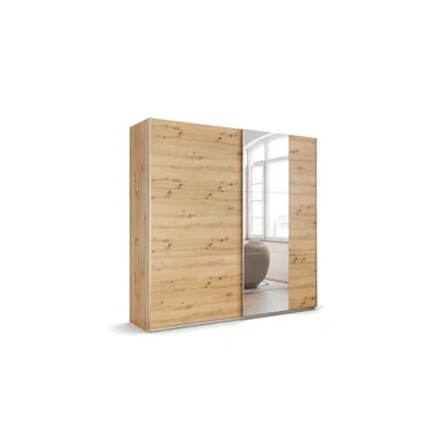 Abbildung von Rauch Möbel Kronach Schwebetürenschrank Schrank Kleiderschrank Eiche Artisan, Holz, mit Spiegel, 2 türig, Inklusive Kleiderstangen, Einlegeböden, BxHxT 218x210x59 cm
