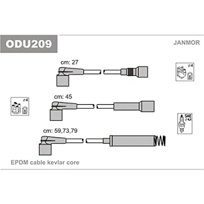 Abbildung von JANMOR ODU209 Zündkabelsatz OPEL: Corsa B Schrägheck, Vectra A Limousine, CC