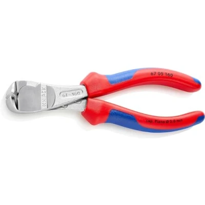 Abbildung von Knipex Kraft Vornschneider verchromt, mit Mehrkomponenten Hüllen 160 mm 67 05