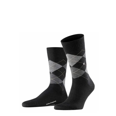 Abbildung von Burlington Edinburgh Rautenmuster Argyle CLIP ONE SIZE 4046 Socken, Herren, Größe: 41 46, Schwarz