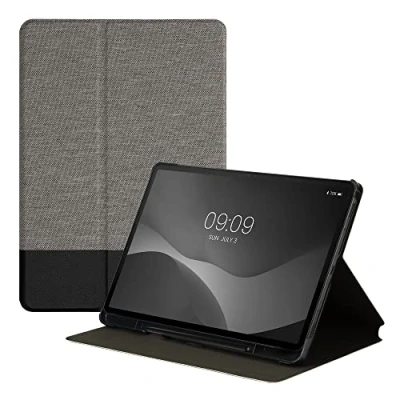 Abbildung von kwmobile Schutzhülle kompatibel mit Samsung Galaxy Tab S8 / S7 Hülle Slim Tablet Cover Case Ständer Hellgrau Schwarz