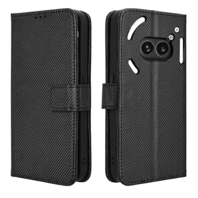 Abbildung von BAILI Lederhülle für Nothing Phone (2a) Hülle, Flip Case mit Kartenfach Stand, Diamant Tasche Cover Etui Handyhülle (2a), Diamant01