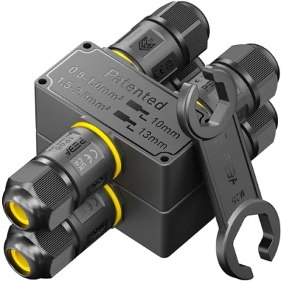 Abbildung von PEBA Kabelverbinder Wasserdicht 3 polig, Wege IP68 Wasserdichte 4 12mm Kabeldurchmesser, Verteilerdose außen, Leiter, Verbindungsklemme mit Hebel für Outdoor, Abzweigdose 2 Stück