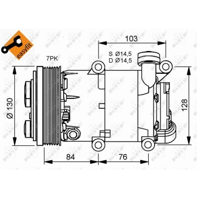 Abbildung von NRF EASY FIT 32410 Kompressor VS16 12 PAG 46 mit Kompressoröl, Dichtring FORD: Focus 2 Schrägheck, Kombi, C Max