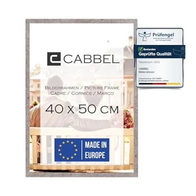 Abbildung von CABBEL Einzelpack (1 STK.) Bilderrahmen 40x50 cm MDF Holz Rahmen in Grau (Beton) mit bruchsicherem Plexi Glas/Modern