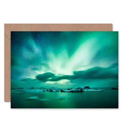 Abbildung von Wee Blue Coo Greeting Gift Photo Arctic Aurora Borealis Northern Lights Sealed Card Plus Envelope Blank inside Geschenk Fotografieren Licht