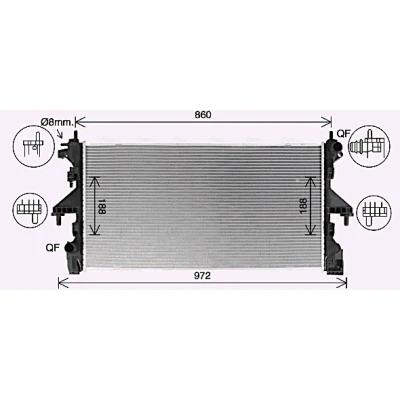 Abbildung von PRASCO FT2481 Kühler, Motorkühlung Aluminium 780 396 32 mit Schnellkupplungen Kühlrippen gelötet FIAT: Ducato III Kastenwagen