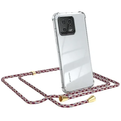 Abbildung von EAZY CASE Handykette kompatibel mit Xiaomi 13, Kameraschutz und Bildschirmschutz, Stylische Abnehmbar Necklace Case, Kette Schutzhülle Rot Camouflage