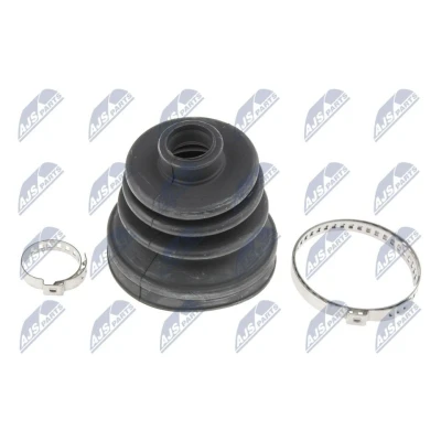 Abbildung von NTY NOP 041 Achsmanschette radseitig Thermoplast mit Schellen RENAULT: Kangoo I, CLIO 3, Modus / Grand Modus, DACIA: Logan I MCV, Pickup