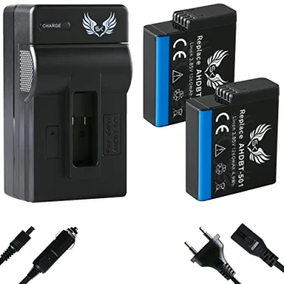 Abbildung von 2X SK Akku für GoPro Hero 2018 5 6 7 Black 1260mAh + Ladegerät Hero5 Hero6 Hero7 AABAT 001 AHDBT 501