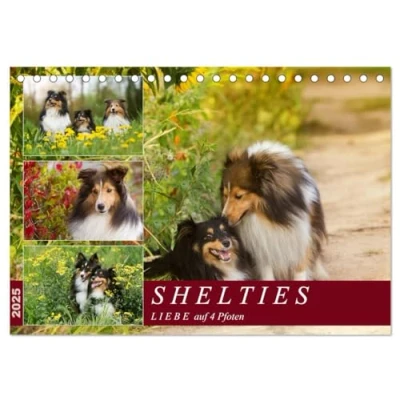 Abbildung von SHELTIES Liebe auf 4 Pfoten (Tischkalender 2025 DIN A5 quer), CALVENDO Monatskalender