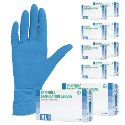 Abbildung von SF Nitrilhandschuhe XL Blau 1000 Stück Einweghandschuhe, Einmalhandschuhe, Medizinische Handschuhe, Puderfrei, Latexfrei, Handschuhe Einweg zum Kochen, Putzen, für Medizin, Küche, Kosmetik, Haushalt
