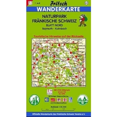 Abbildung von Fritsch Karten, Nr.65, Naturpark Fränkische Schweiz, Blatt Nord: Bayreuth Kulmbach. Touristische Hinweise auf der Rückseite. Mit farbiger ... Radwanderwegen (Fritsch Wanderkarten 1:50000)
