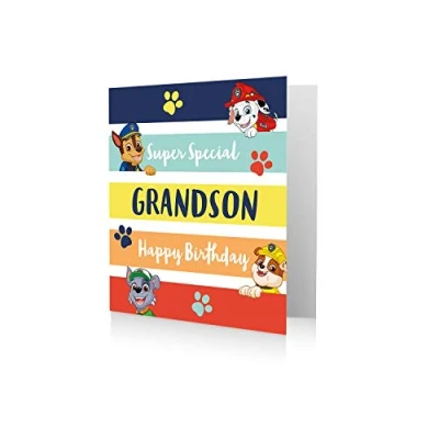 Abbildung von Danilo Promotions LTD Geburtstagskarte für Enkelsohn, Paw Patrol, 17,8 x 15,2 cm