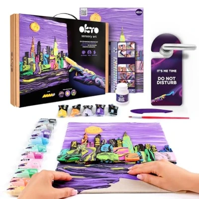 Abbildung von OKTO New York Skyline DIY 3D Malerei, 30 x 40 cm, lufttrocknender Ton, ideal für Erwachsene und Kinder, perfekt kreative Kunstprojekte Heimdekoration