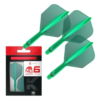 Abbildung von Target Darts K Flex Integrated Dart Flights and Shafts, Nr.6 Grün (Kurz) 3er Pack No6, Kflex All In One Moulded Flight &amp; Stem Professionelles Zubehör