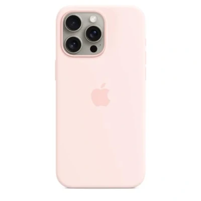 Abbildung von Apple iPhone 15 Pro Max Hülle MagSafe Silikon Original Soft Case/Backcover Handyhülle Hellrosa