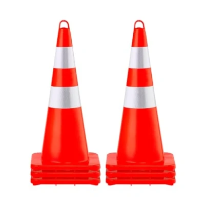 Abbildung von VEVOR Sicherheitskegel 73 cm Verkehrskegel, 6 teiliger PVC Baukegel, 2 Reflektierende Kragen, Verkehrskegel mit Beschwerter Basis &amp; Handring, für Verkehrskontrolle, Parken auf der Einfahrt