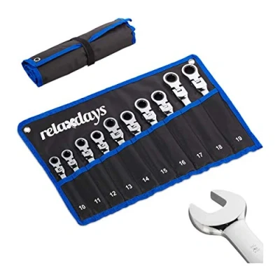 Abbildung von relaxdays Maulschlüssel Flexibles Schraubenschlüssel Set 10 tlg.