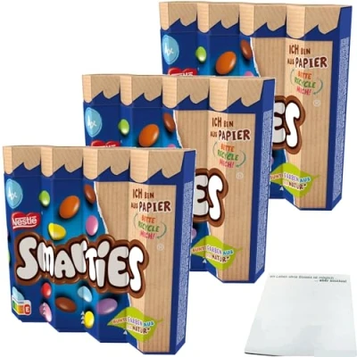 Abbildung von Smarties Multipack bunte Schokolinsen 3x4er (3x4x34g Rolle) + usy Block