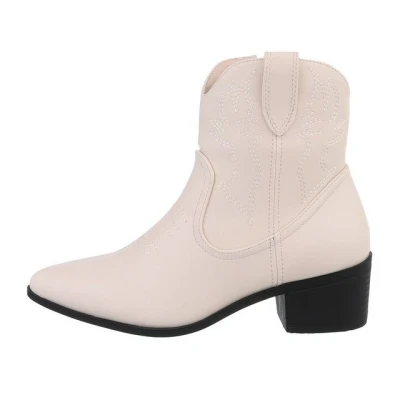 Abbildung von Ital Design Damen Cowboyboots Western Westernstiefelette Blockabsatz &amp; Bikerboots in Beige