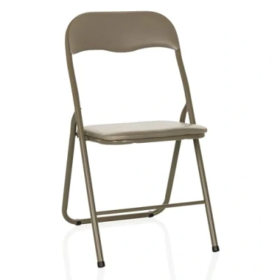 Abbildung von hjh OFFICE Klappstuhl gepolstert TUDELA Basic Besucherstuhl Faltstuhl klappbar, bis 120kg belastbar, Taupe
