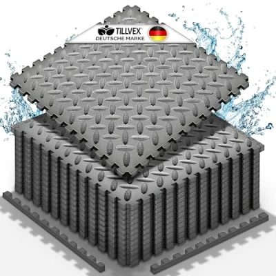 Abbildung von tillvex® Pool Bodenschutzmatte 24 Stück Unterlegmatte für &amp; Planschbecken Poolmatte Bodenmatte Outdoor Poolunterlage Bodenschutz Matten wärmeisolierend Whirlpool Bodenfolie weich