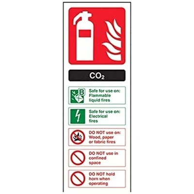 Abbildung von vsafety 11004 Hammer/Schlägel aj s Feuerlöscher Schild, CO2 ID, selbstklebend, Hochformat, 100 mm x 280 mm, schwarz/grün/rot