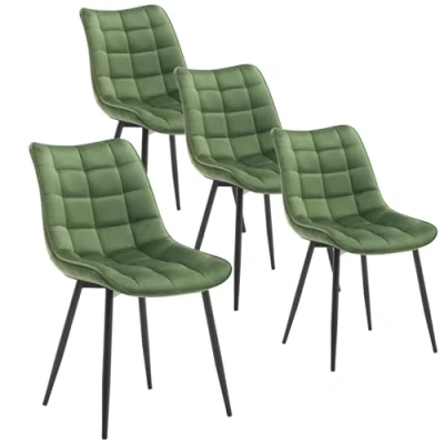 Abbildung von WOLTU 4 x Esszimmerstühle 4er Set Esszimmerstuhl Küchenstuhl Polsterstuhl Design Stuhl mit Rückenlehne, Sitzfläche aus Samt, Gestell Metall, Dunkelgrün, BH142dgn