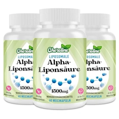 Abbildung von Liposomale Alpha Liponsäure Weichkapseln 1500mg pro Portion, mit Acetyl L Carnitin 900mg, Ubiquinol 100mg und Vitamin E 15mg, 4 in 1 Formel (60 stück (3er Pack))