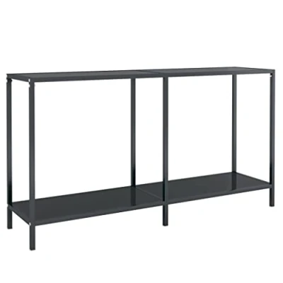 Abbildung von vidaXL Konsolentisch Konsole Beistelltisch Flurtisch Sideboard Ablagetisch Wandtisch Glastisch Schwarz 140x35x75,5cm Hartglas Stahl
