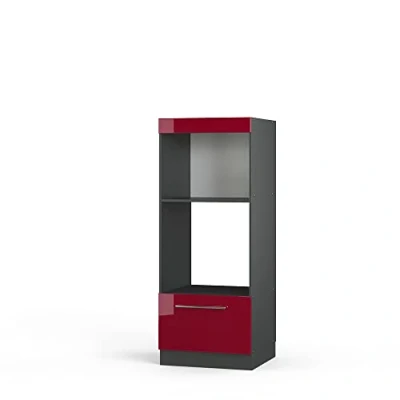 Abbildung von Vicco Mikrowellenumbauschrank Fame Line, Bordeaux Hochglanz/Anthrazit, 60 cm offen