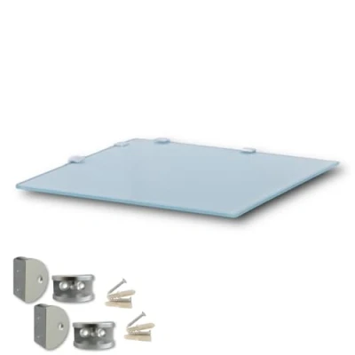Abbildung von Euro Tische Glas Eckregal 25 x cm, Wandregal für Badezimmer, Duschregal Bad, Badregal mit 6mm ESG Sicherheitsglas, Verschiedene Größen (Satiniert, Weiß)