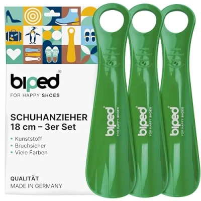 Abbildung von biped 3er Set Schuhanzieher Kunststoff 18 cm Schuhlöffel deutsche Herstellung z1570(waldgrün)