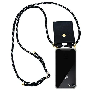 Abbildung von Cadorabo Handykette kompatibel mit Apple iPhone 7 7S 8 SE 2020 Schutzhülle TPU Silikon Case Necklace Design Slim Kordel Band Etui Rundumschutz Hülle für in Schwarz