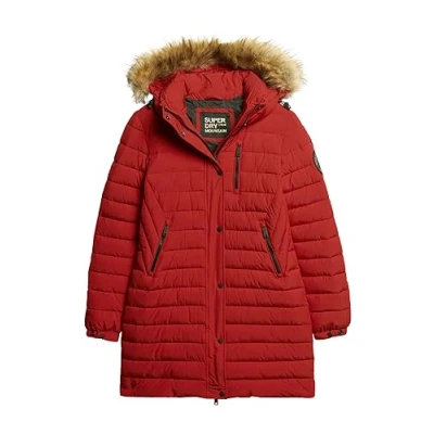 Abbildung von Superdry FUJI Hooded MID Length Puffer Wintermantel Varsity RED, Damen, Größe: 36, red
