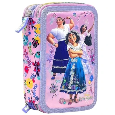 Abbildung von Julian Ross Encanto Federmäppchen Kinder, 3 Organisierte Fächer, Federtasche Junge Gefüllt mit Schreibwaren, Mädchen Schulmäppchen, 44 Teilen für die Schule, 20cm, Disney